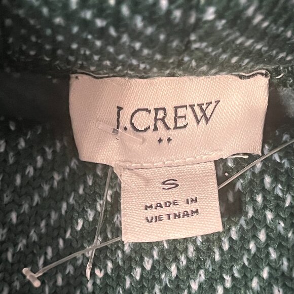 J. Crew Cowl Neck Pullover Turtleneck Sweater Green Herringbone Casual Warm Sm - Picture 7 of 9